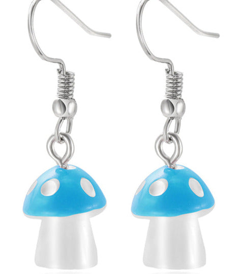Acrylic Small Blue Toadstool Earrings E93