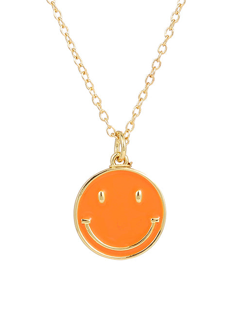 Gold Tone Yellow Smiley Face Necklace N28