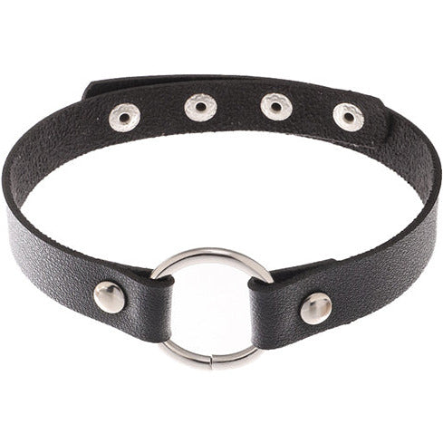 Black Leather Choker Necklace N94