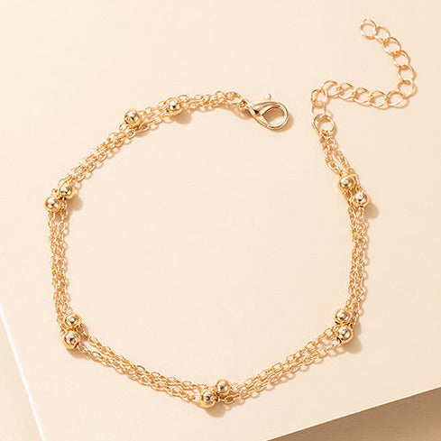 Gold Tone Chain Ball Anklet A13