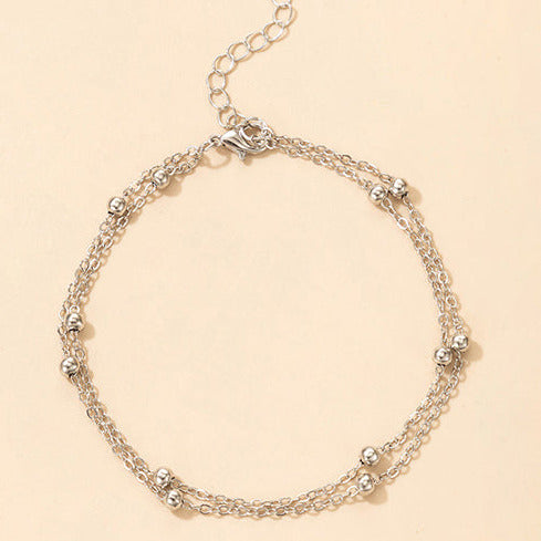 Silver Tone Chain Ball Anklet A20