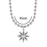 Silver Antique Tone Small Sun Pendant Necklace N35