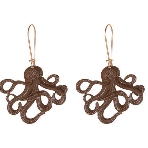 Alloy Coffee Colour Octopus Earrings E24