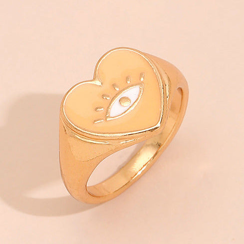 Gold Tone Salmon All Seeing Eye Heart Ring R11
