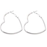 Silver colour Heart shape Hoop Earrings EA5G