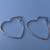 Silver colour Heart shape Hoop Earrings EA5G