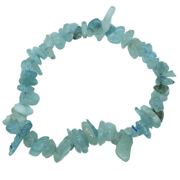 Aquamarine Crystal Chip Elasticated Bracelet B45