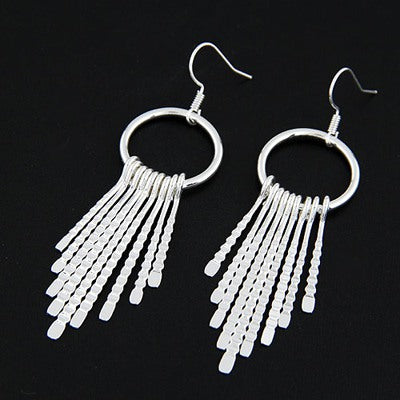 Silver Tone Alloy Tassel Earrings E66