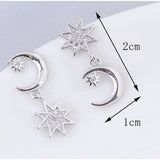 Silver Tone Sparkly Star/Moon Pendant Stud  Earrings E121