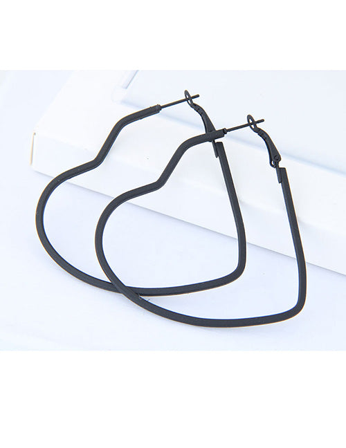 Black Large Heart Shape Earrings E4