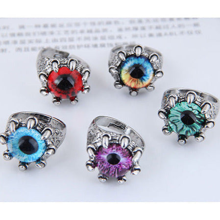 Silver Tone Adjustable  Claw Devil Eye Ring R73 Size P+ Choice of Colours