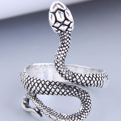 Silver Tone Adjustable Medium Snake Ring R6