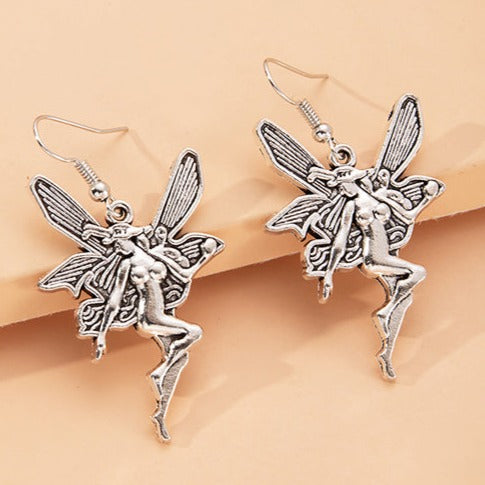 Silver Tone Fairy Drop Earrings E197