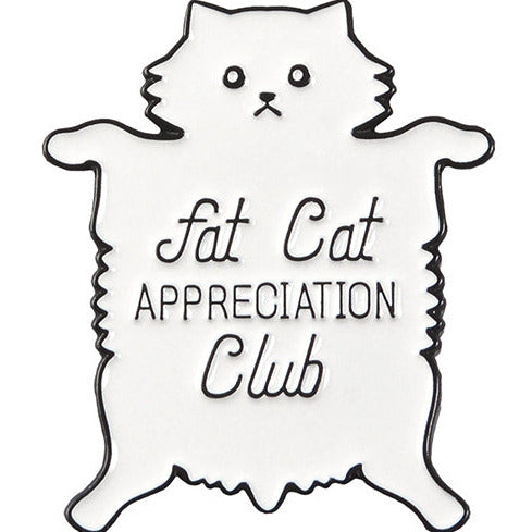 Fat Cat Appreciation Club White Enamel Pin Badge P14