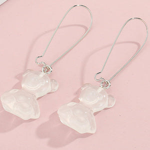 Acrylic Teddy Bears on Large Hook Earrings E164
