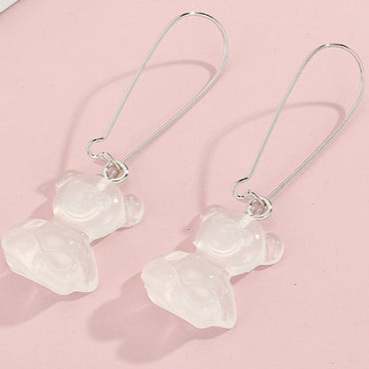 Acrylic Teddy Bears on Large Hook Earrings E164