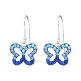 Sterling Silver Blue Crystal Butterfly Earrings In A Bottle E171