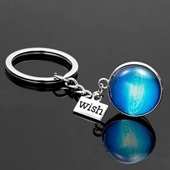 Glass Planet Luminous Blue Keyring K3