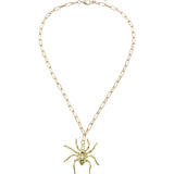 Gold Tone Spider Pendant Necklace N68