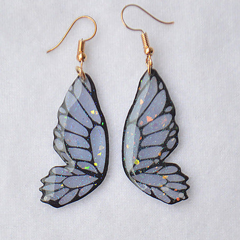 Resin Lilac/Purple Butterfly Wing Earrings E50