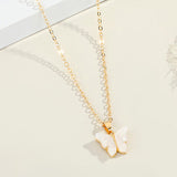 Gold Tone Chain With Size 1 Small Butterfly - Choice of Colours N1