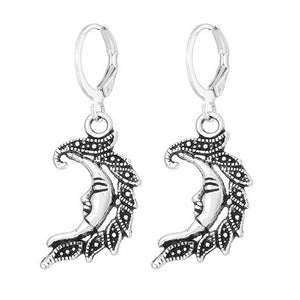 Silver Tone Alloy Man In The Moon Earrings E106