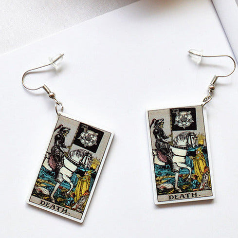 Acrylic Death Tarot Card Earrings E98