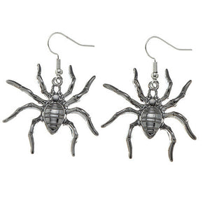 Silver Tone Alloy Spider Earrings E22