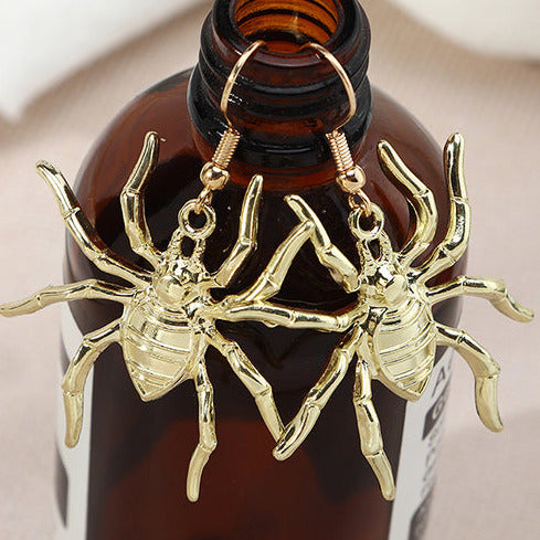 Gold Tone Alloy Spider Earrings E22