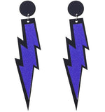 Black/Purple Long Lightening Bolt Sparkle Earrings E139