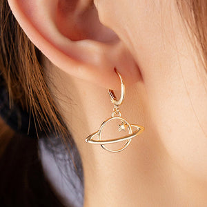 Gold Tone Small Hanging Planet Earrings E103