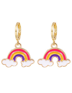 Gold Tone Small Rainbow/Cloud Earrings E101 Choice of 2 Colourways