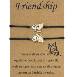 Gold Tone On Card Alloy X2 Butterfly Bracelets  B20