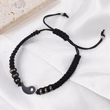 X2 Alloy/Cord White & Black Adjustable Ying Yang Bracelets B19