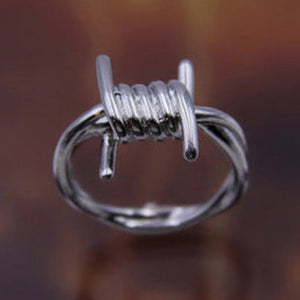 Sulver Tone Barbed Wire Size P  Ring R18