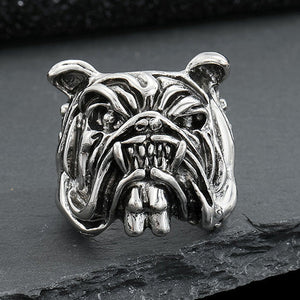 Antique Silver Tone Large Adjustable Bad Dog Ring R51 Fit Size U/W