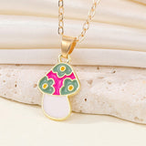 Gold Tone Small Flower Mushroom Alloy  Necklace N5 Choice of Colours