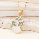 Gold Tone Small Flower Mushroom Alloy  Necklace N5 Choice of Colours