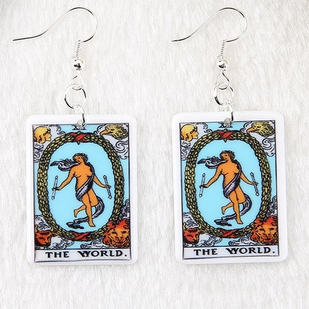 Resin 'The World' Tarot Earrings E143