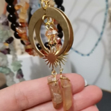 Gold Tone Crescent Moon/Star Crystal Earrings E154