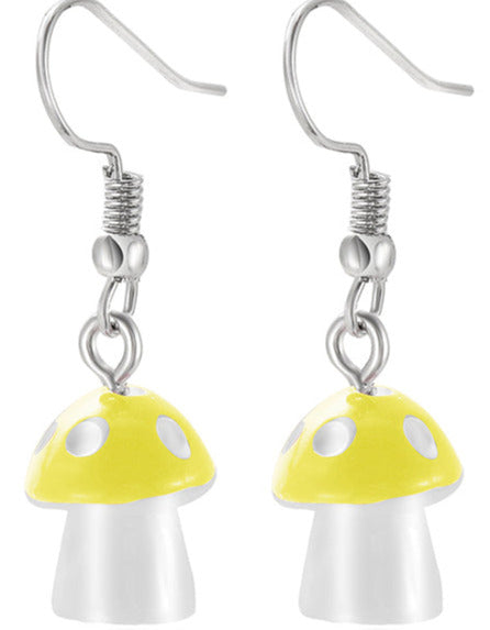 Acrylic Small Yellow Toadstool Earrings E93