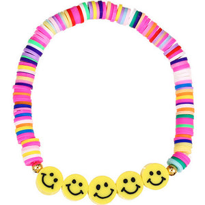 Clay Disc Multi Colour Yellow 5 Face Bracelet Y2K B16