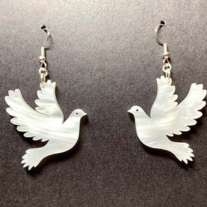 Acrylic White Dove Earrings E159