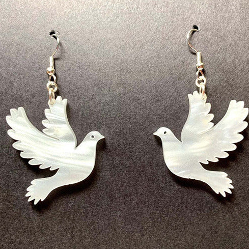 Acrylic White Dove Earrings E159