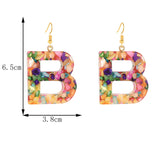 Gold Tone Large Acrylic Letter 'B' Colour Earrings E127