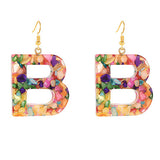 Gold Tone Large Acrylic Letter 'B' Colour Earrings E127