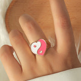 Gold Tone Ying Yang Pink Ring R44
