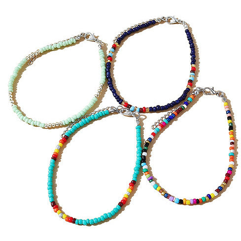 Set of 4 Colourful Rice Bead Anklets A11