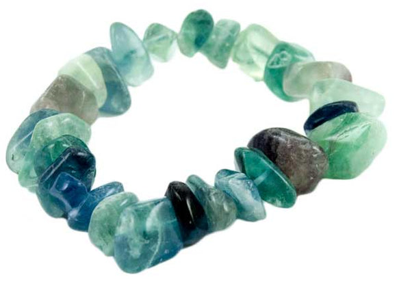 Fluorite Quartz Chip Chunky Elasticated Bracelet B33