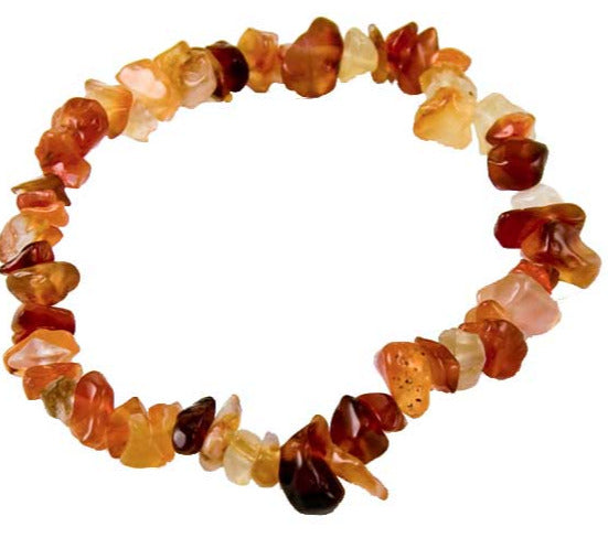 Carnelian Crystal Chip Elasticated Bracelet B43